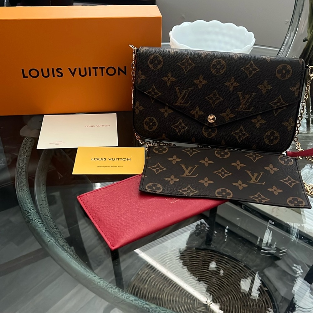 LV brown monogram felicie pochette